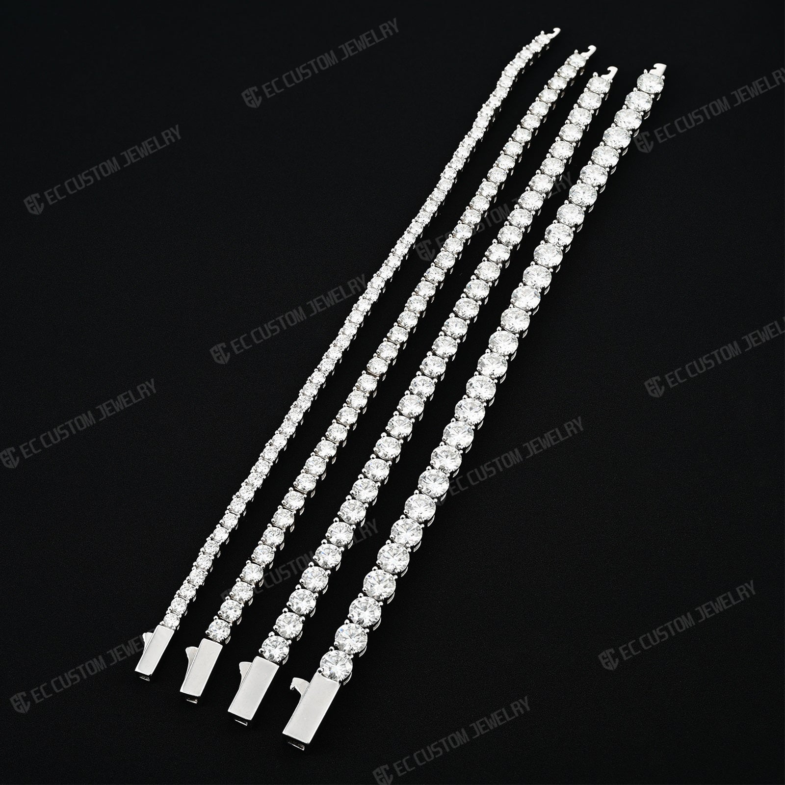 3_4_5_6MM TENNIS DIAMOND LINK CHAIN ICED OUT BRACELET Bold Moissanite Tennis Chain Bracelet 