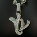 Custom Iced Out YVL Letter Pendant - 925 Silver Moissante