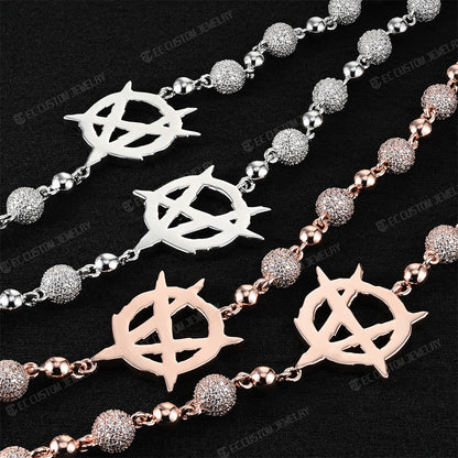 8mm anarchy label necklace