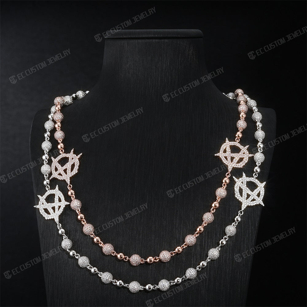 Anarchy Rope Chain Anarchy Rosary Ball Chain 8mm Diamond Bead Chain Necklace – EC Custom ...