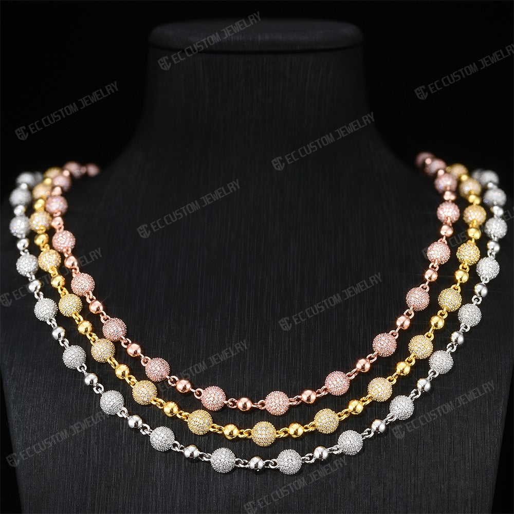 VVS Moissanite full inlaid ice bead chain necklace luxurious