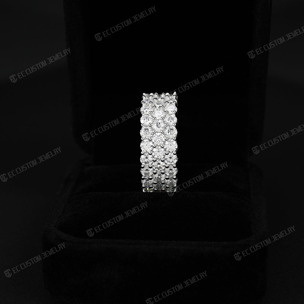 3-Row VVS Moissanite Eternity Ring