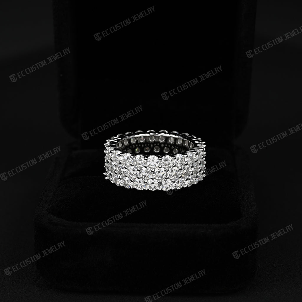 3-Row VVS Moissanite Eternity Ring