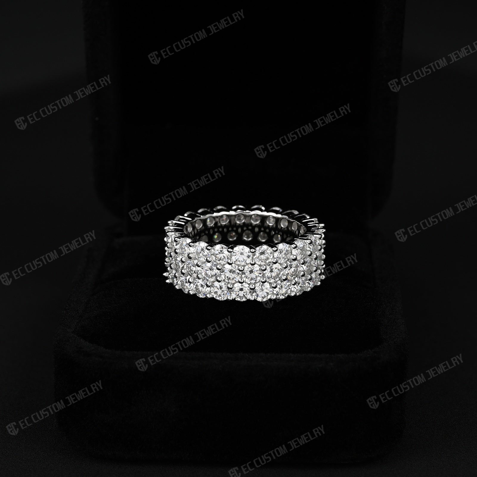 3-Row VVS Moissanite Eternity Ring