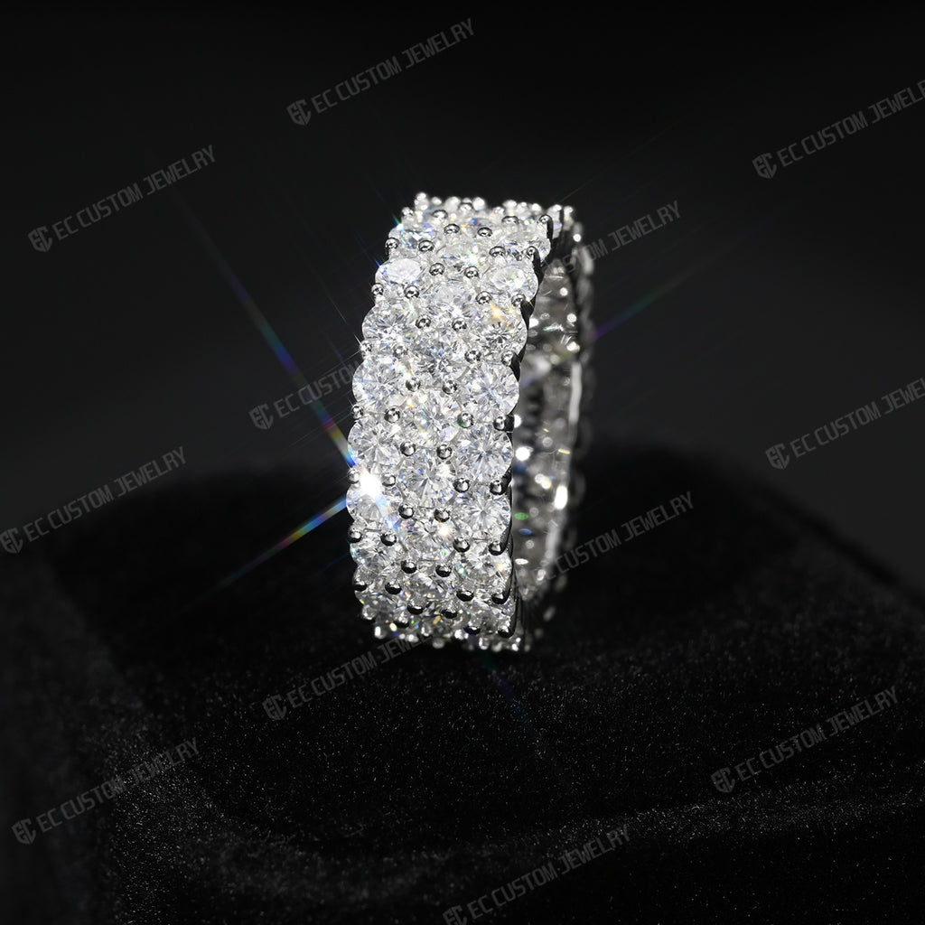 3-Row VVS Moissanite Eternity Ring
