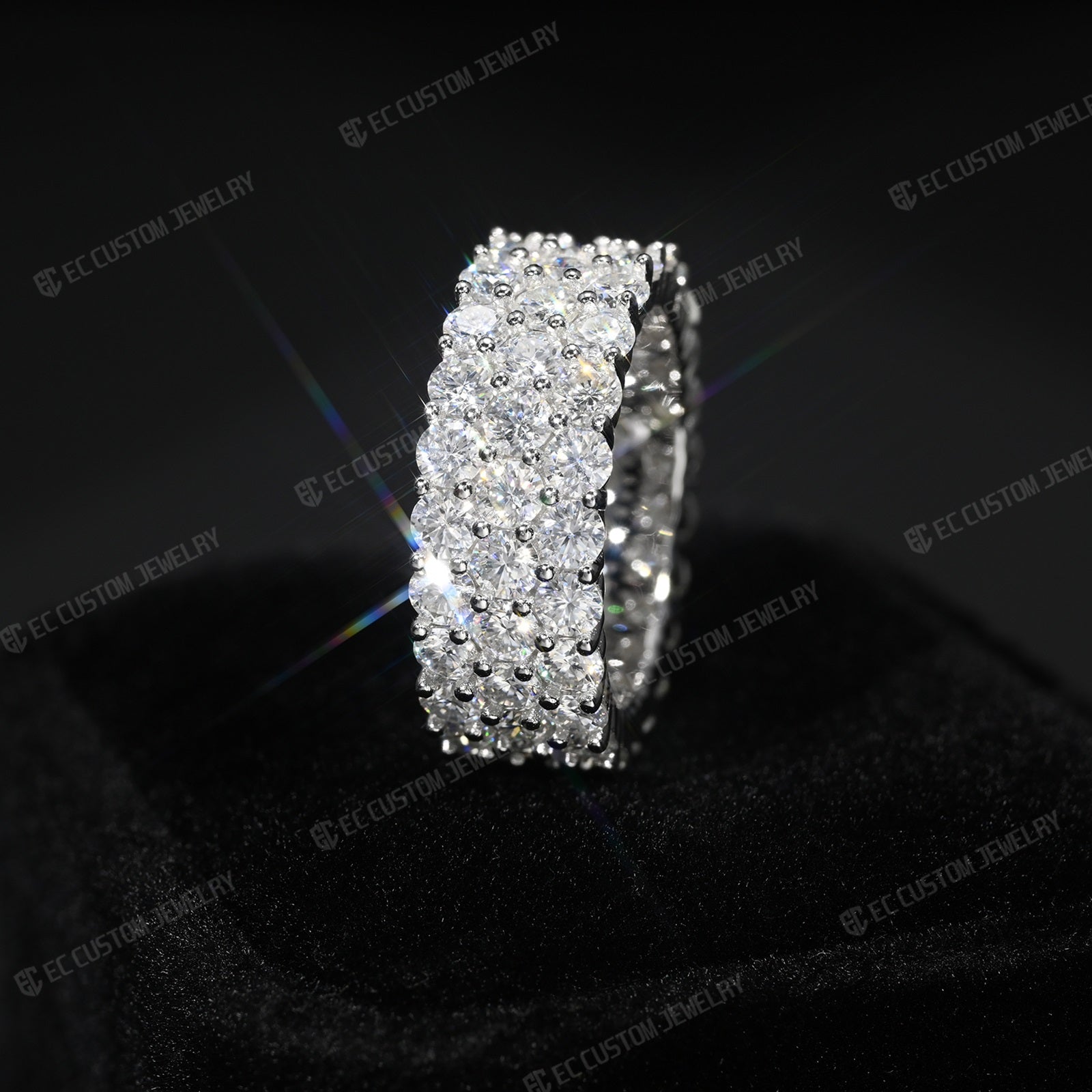 3-Row VVS Moissanite Eternity Ring
