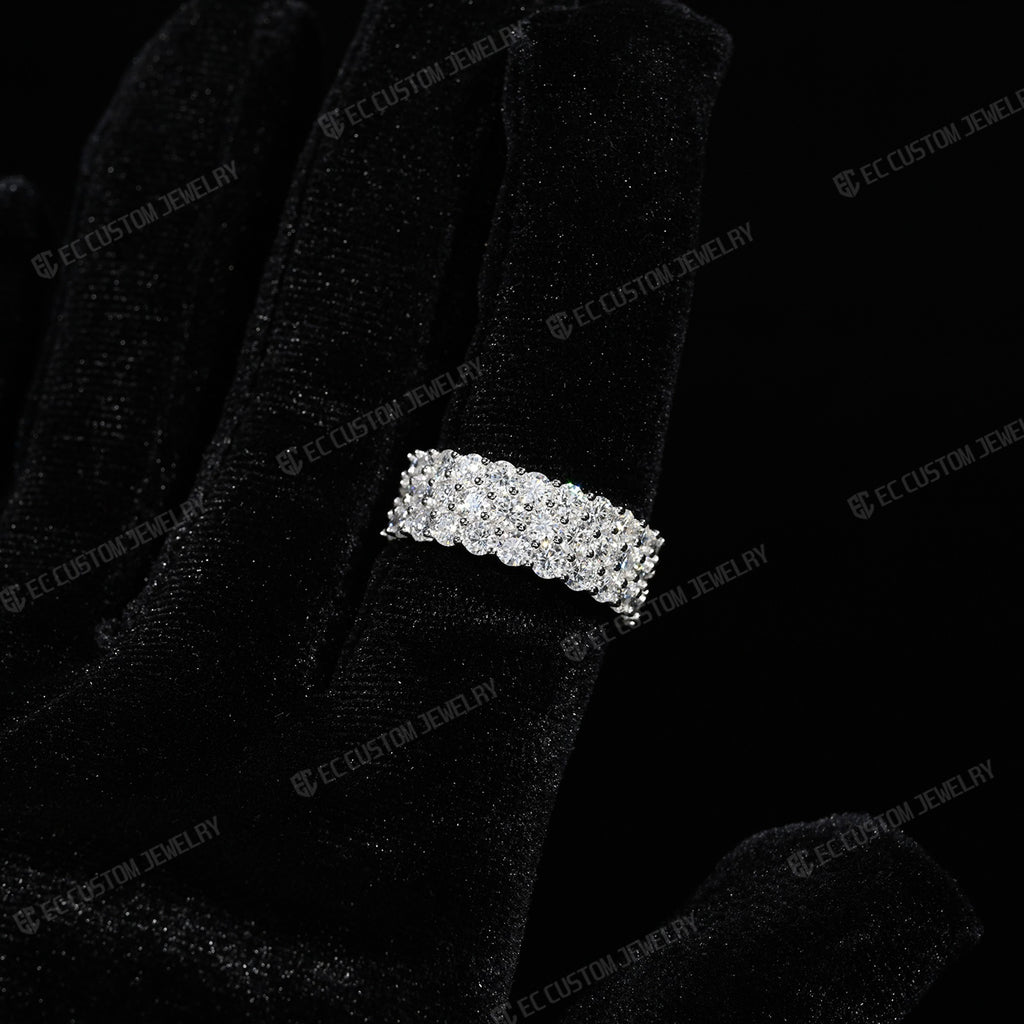 3-Row VVS Moissanite Eternity Ring