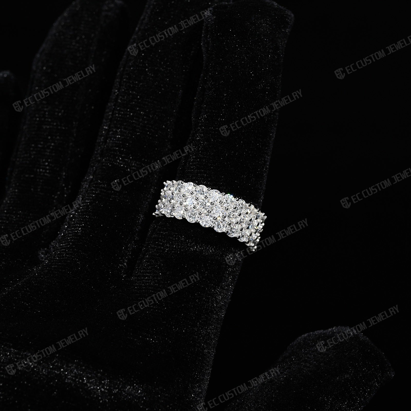 3-Row VVS Moissanite Eternity Ring