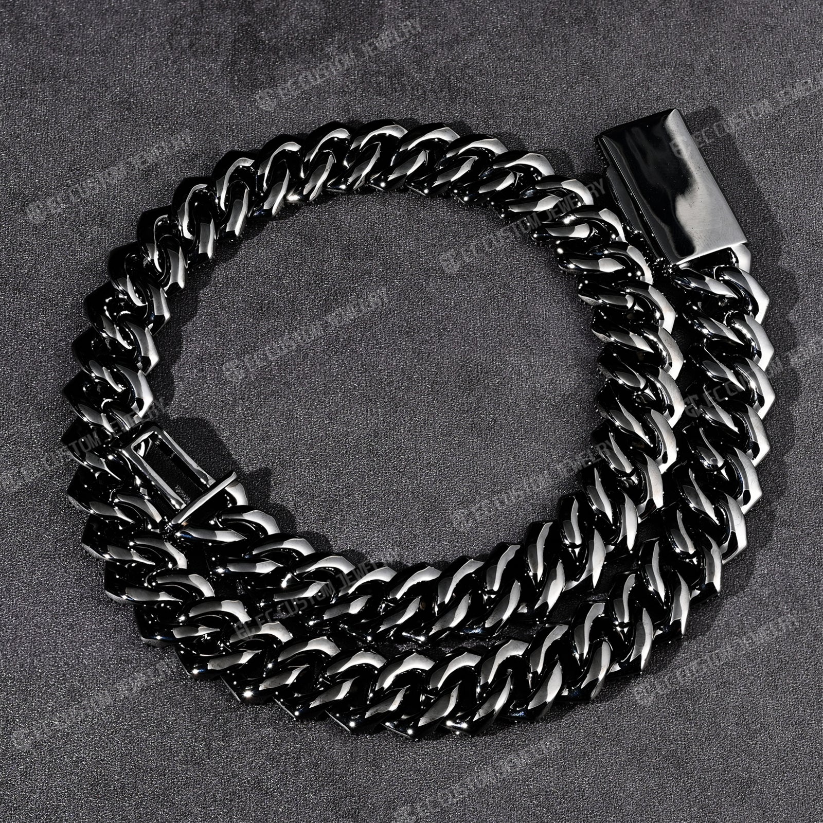 Black Iced Out Cuban Link Chain CZ Diamond Cuban Necklace 