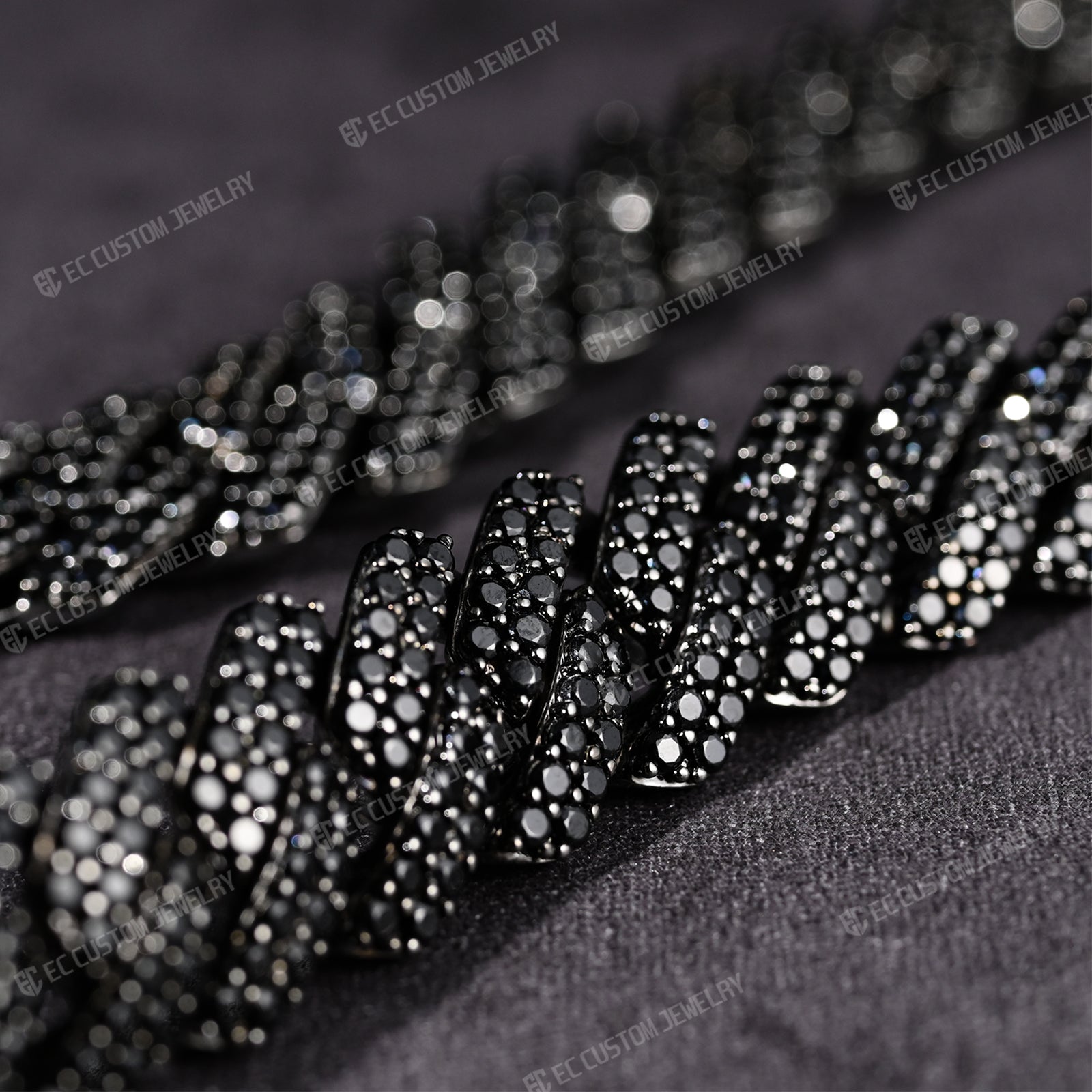 Black Iced Out Cuban Link Chain CZ Diamond Cuban Necklace 