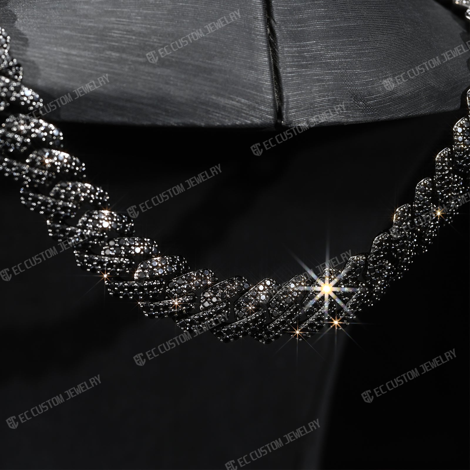Black Iced Out Cuban Link Chain CZ Diamond Cuban Necklace 