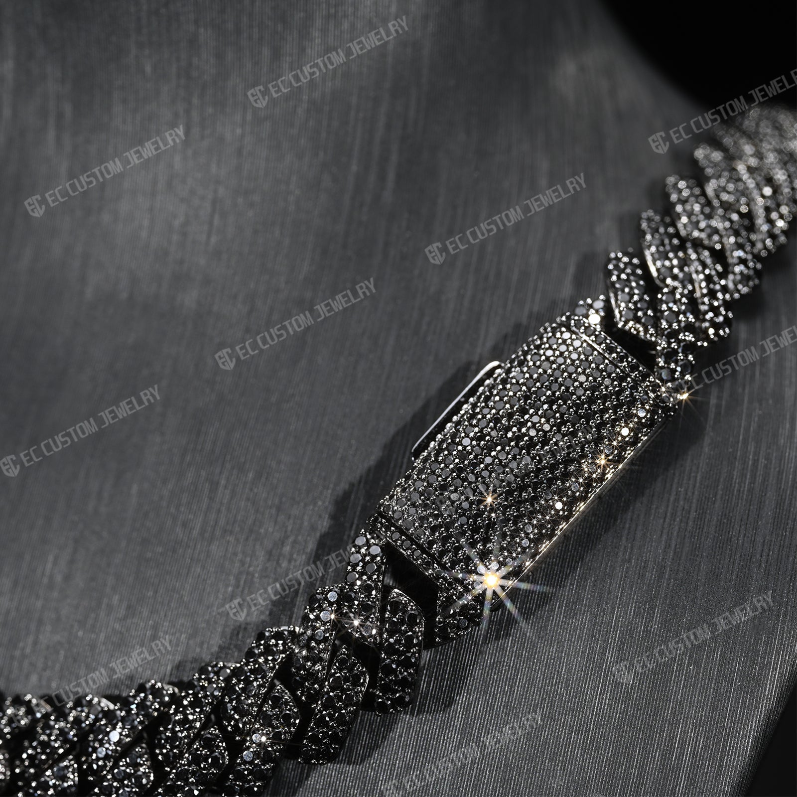 Black Iced Out Cuban Link Chain CZ Diamond Cuban Necklace 