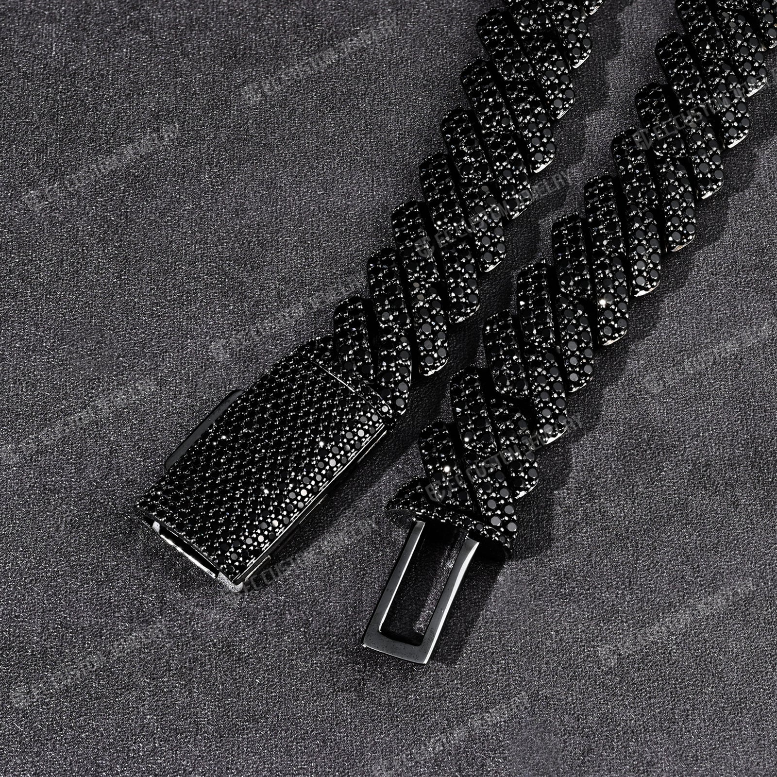 Black Iced Out Cuban Link Chain CZ Diamond Cuban Necklace 