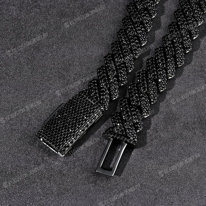 Black Iced Out Cuban Link Chain CZ Diamond Cuban Necklace 
