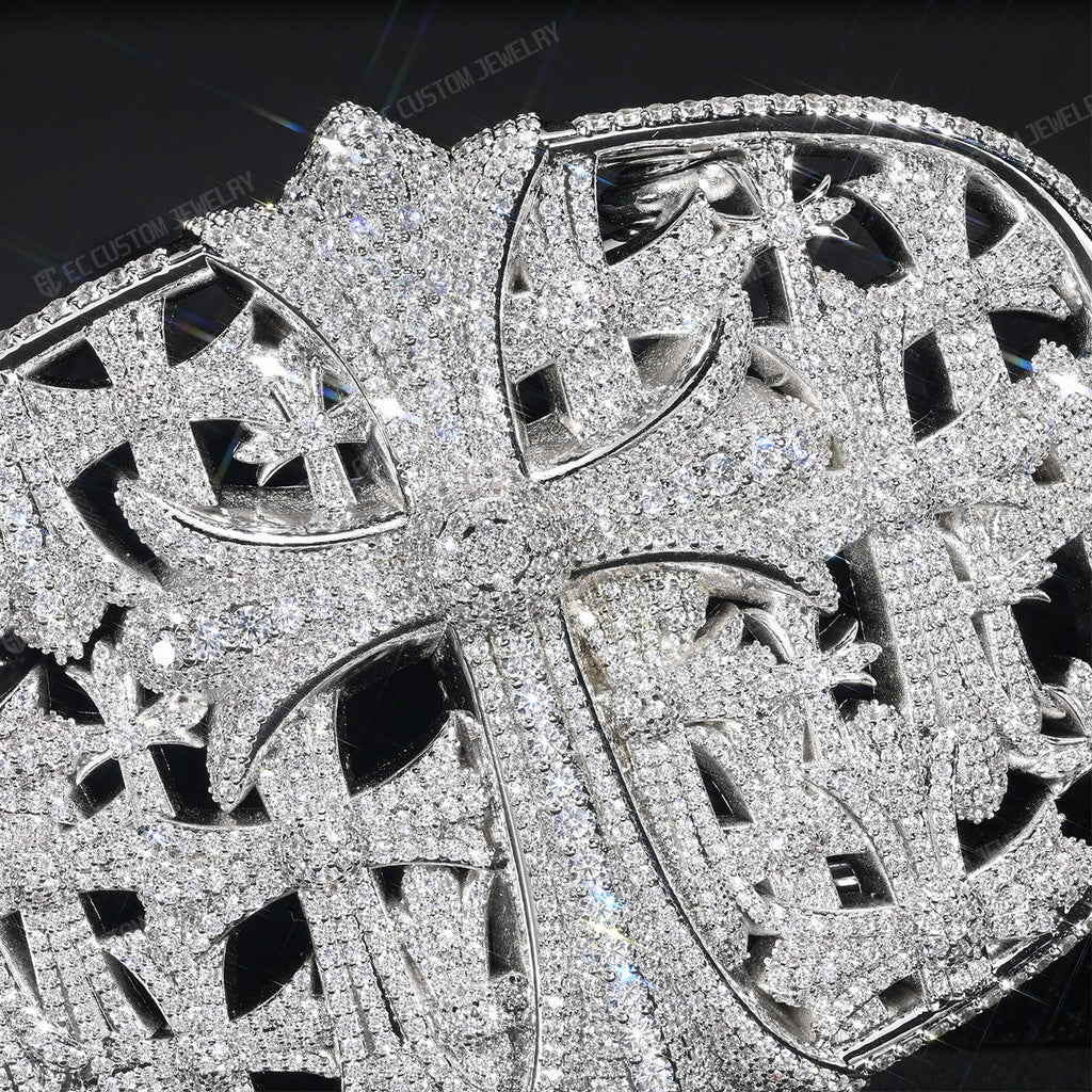 CH Cross Iced Out Belt Buckle Hip Hop Streetwear Heart Chrome 1