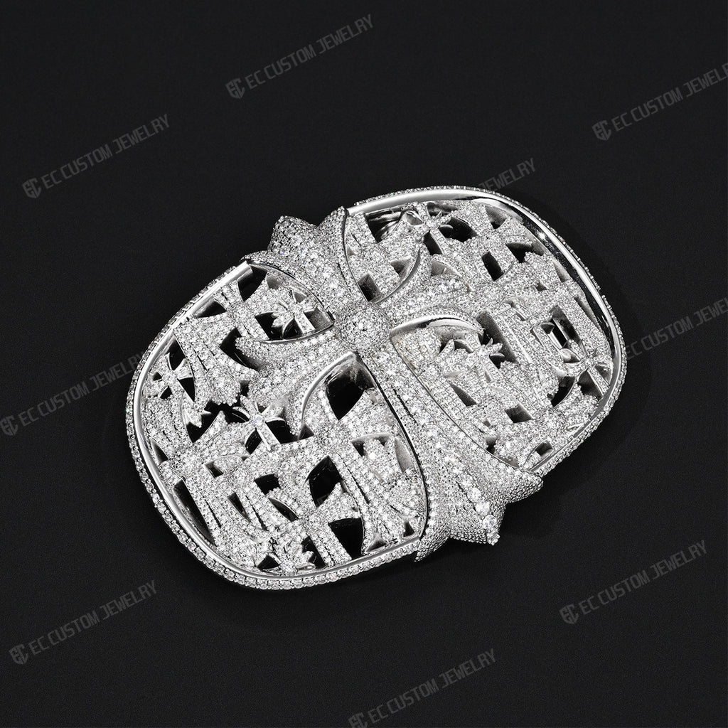 CH Cross Iced Out Belt Buckle Hip Hop Streetwear Heart Chrome 4