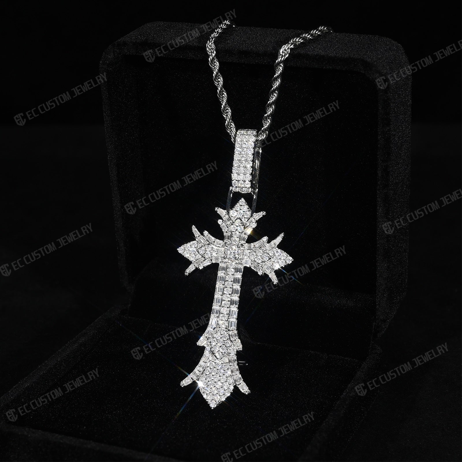 Iced Out Gothic Spike Cross Pendant Rapper