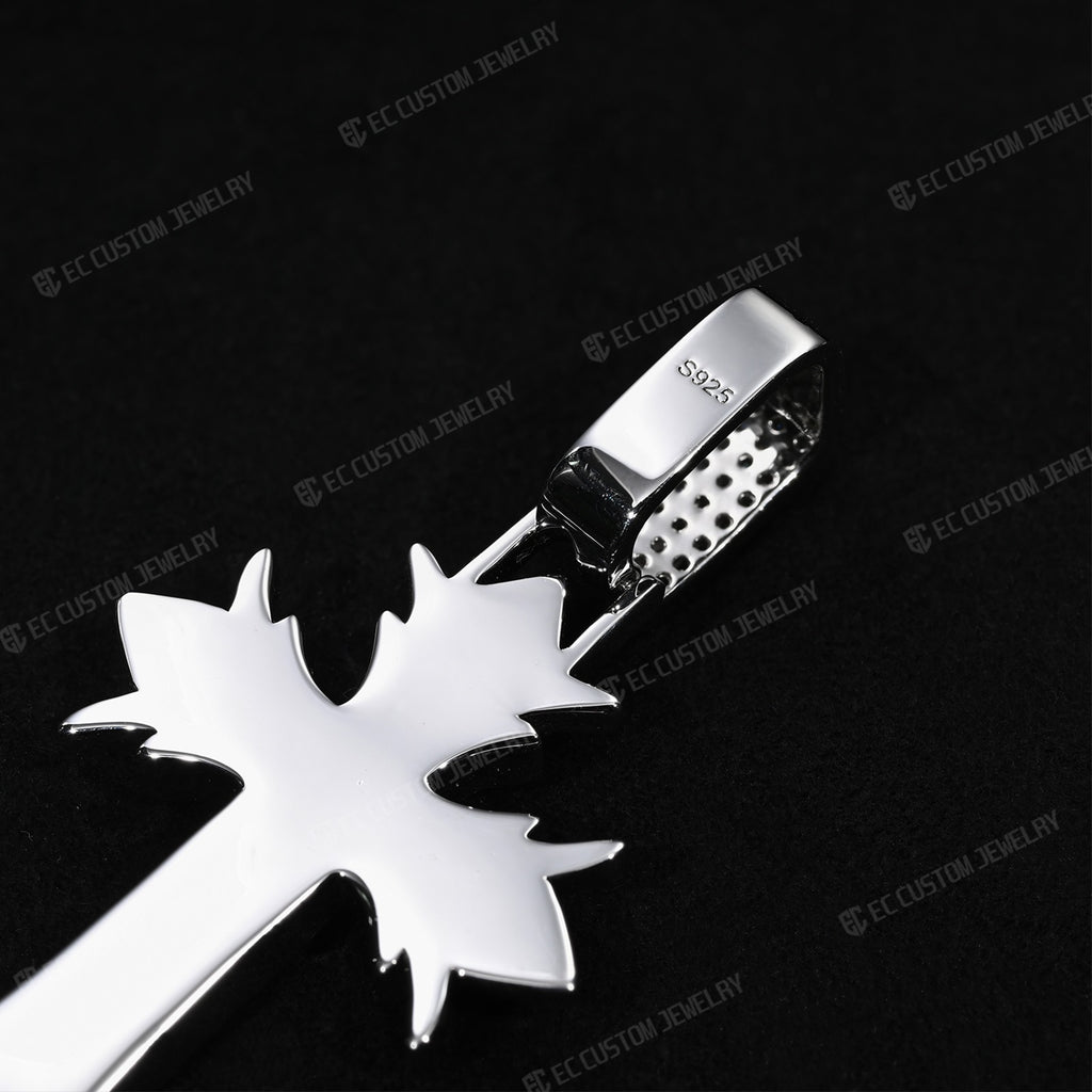 Chrome Heart Iced Out Gothic Spike CrossPendant_925 Sterling Silver Moissanite EC The Jeweler 3