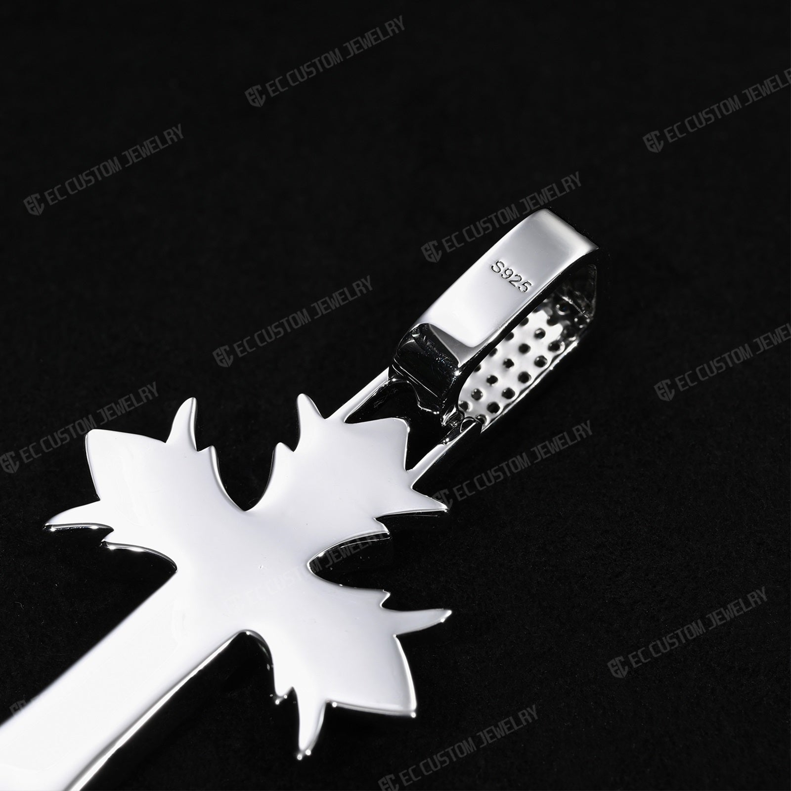 Chrome Heart Iced Out Gothic Spike CrossPendant_925 Sterling Silver Moissanite EC The Jeweler 3