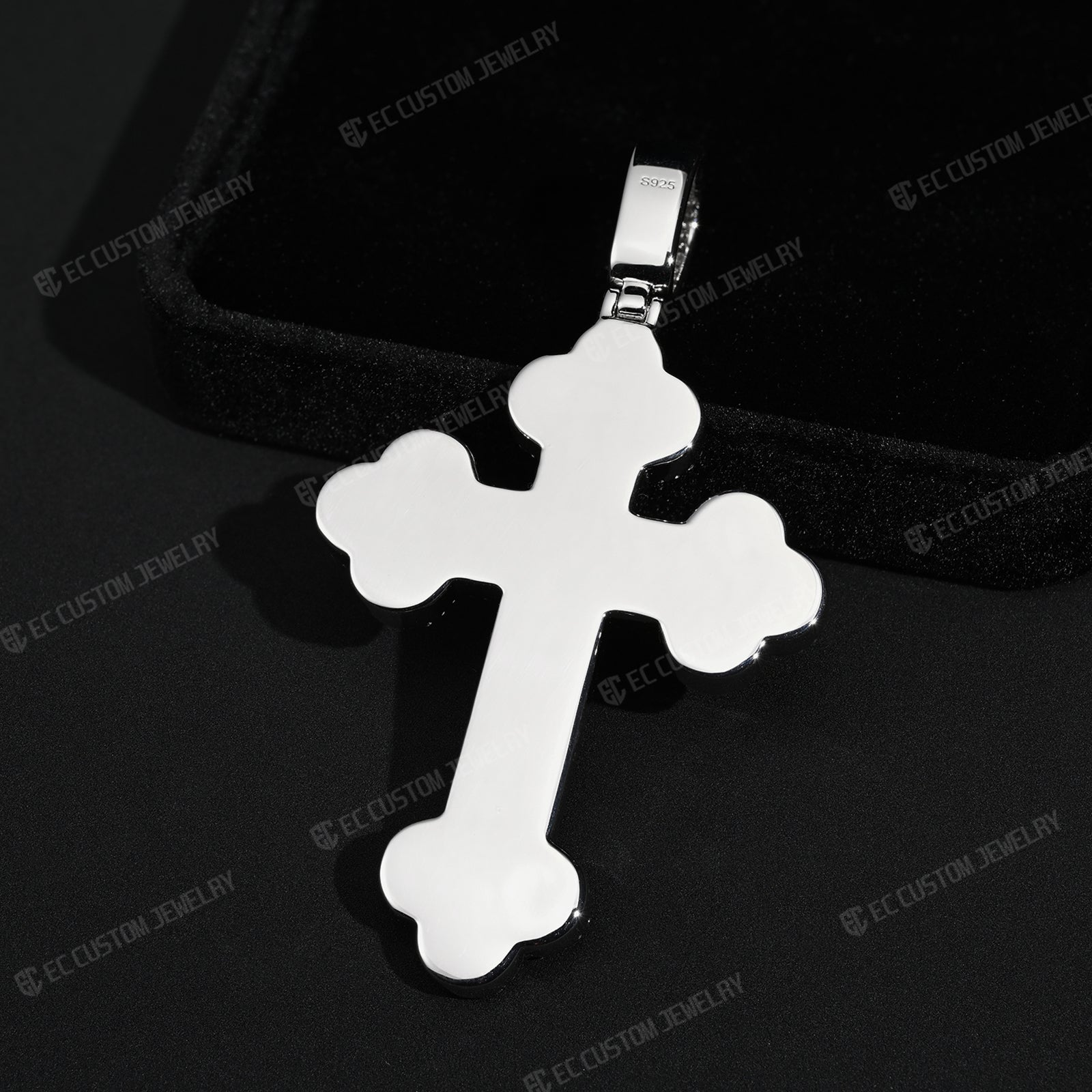 Clover Cross Moissanite Pendant Iced Out Sterling 925 Silver Cross
