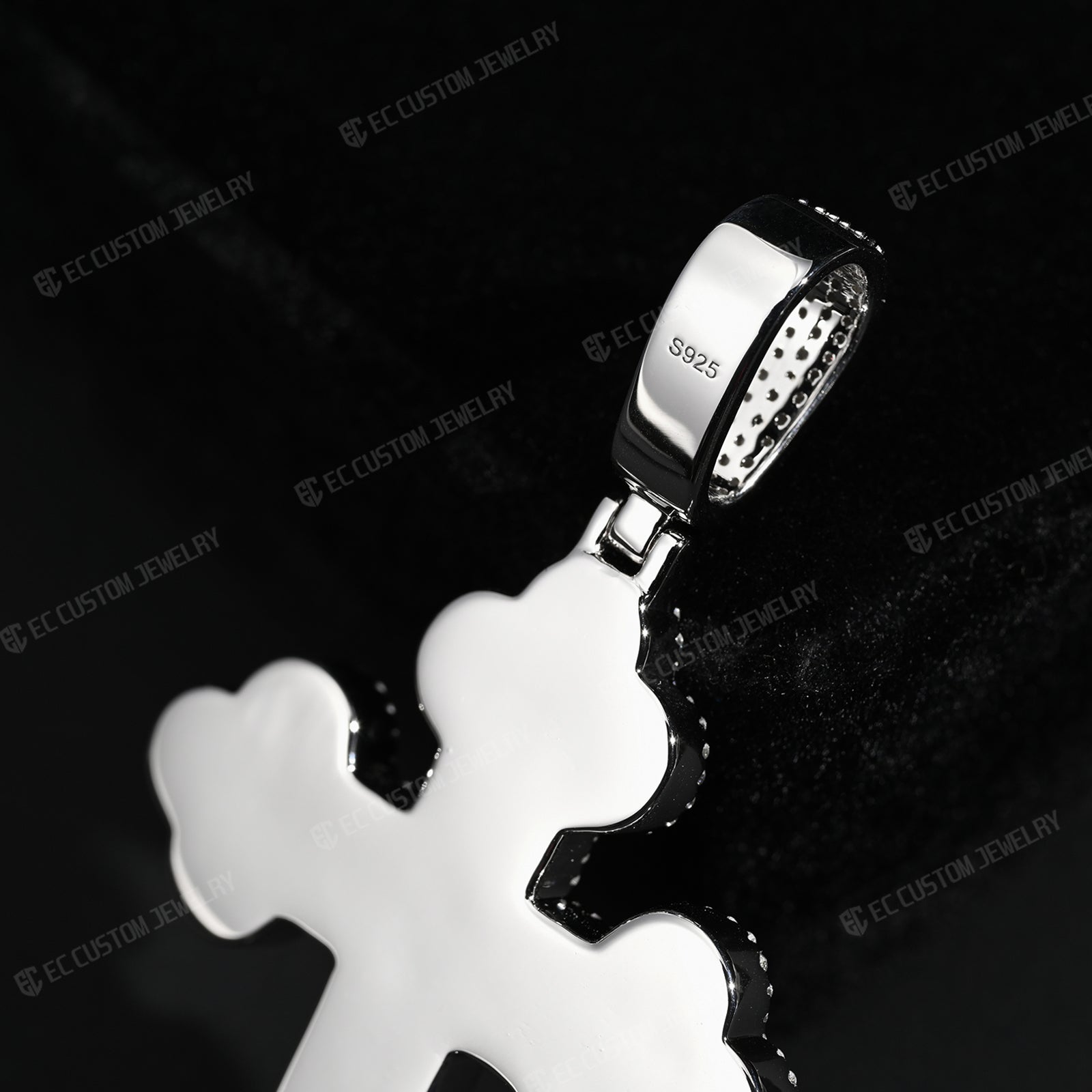 Clover Cross Moissanite Pendant Iced Out Sterling 925 Silver Cross