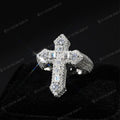 S925 Silver VVS Moissanite Iced Out Cross Ring