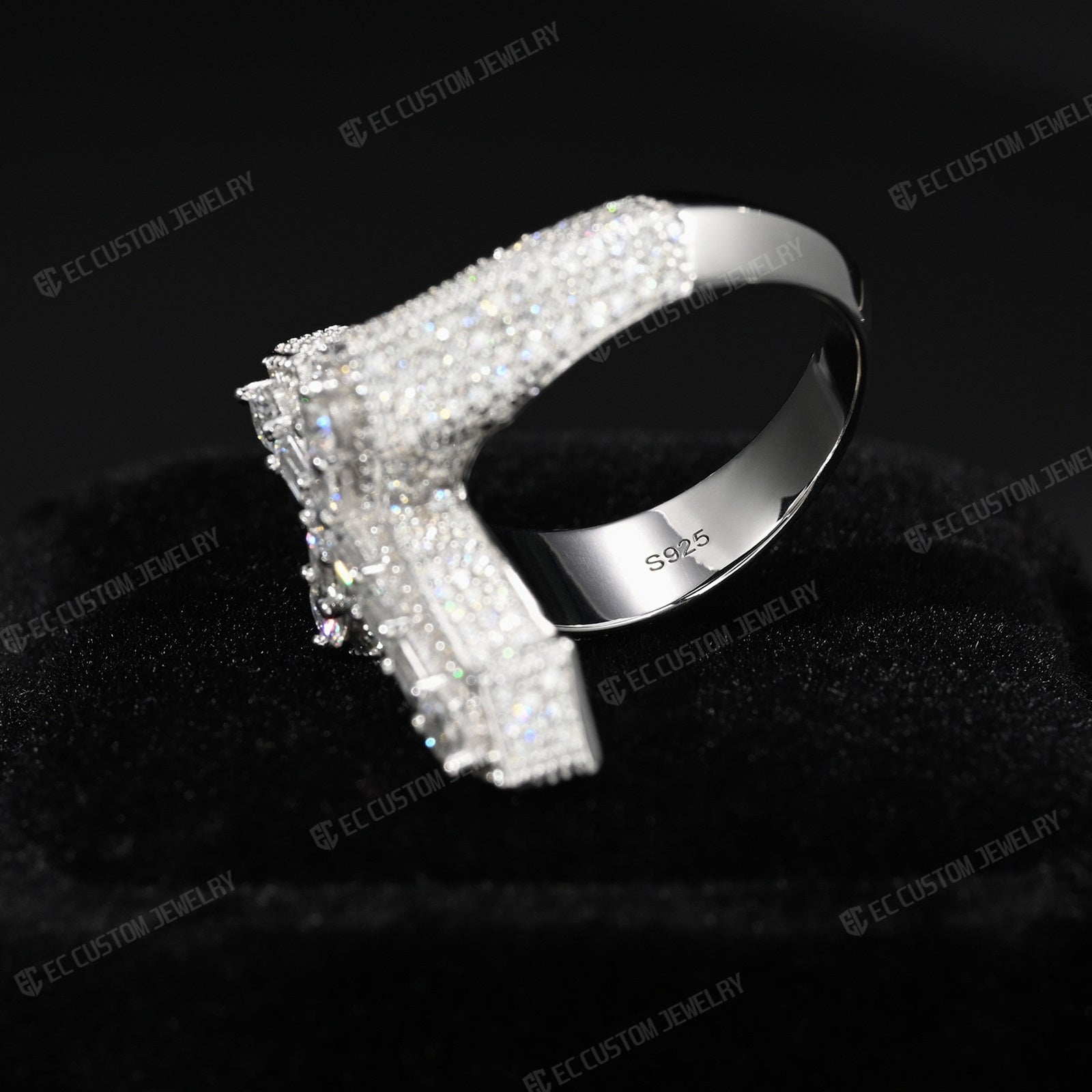 Cross Ring Moissanite Diamond VVS 925 Silver Moissanite Passes Tester for men hip hop jewelry 5