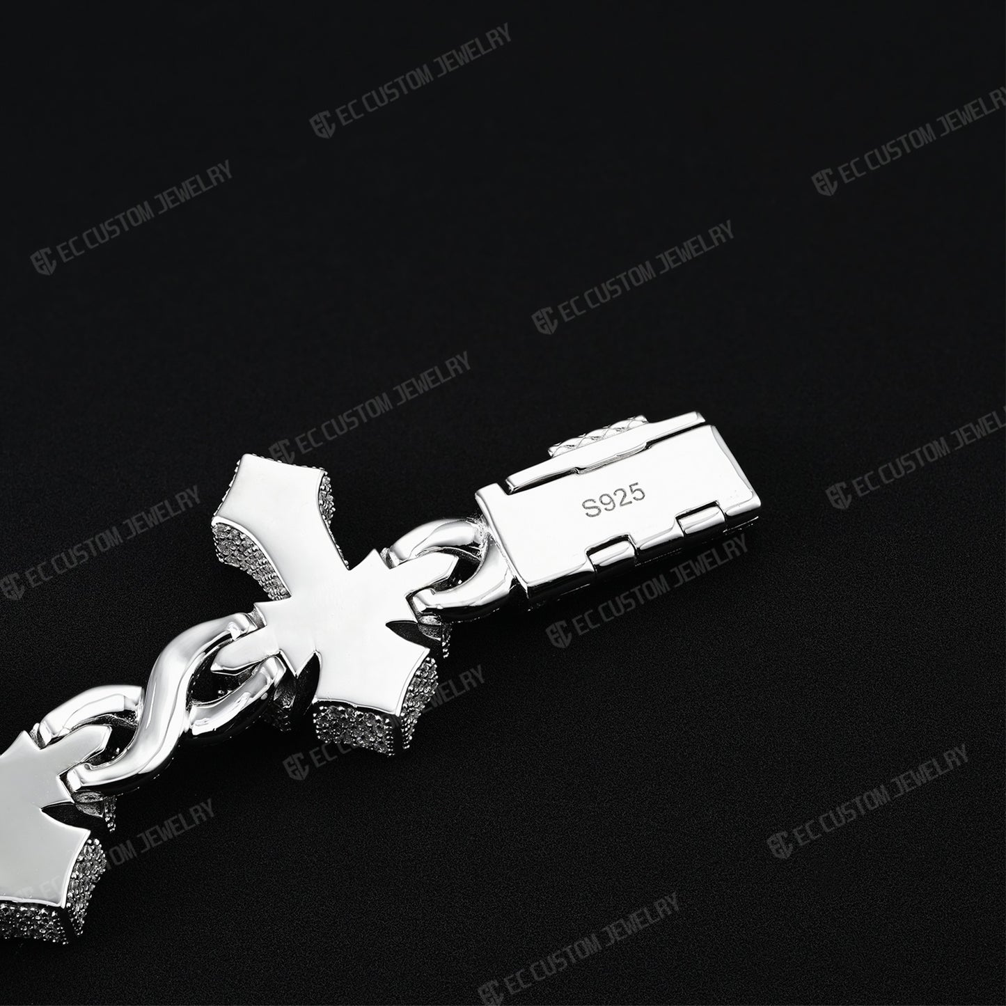Custom 925 Sterling Silver Iced Infinite Cross Cuban Chain bracelet VVS Moissanite Diamond Hip Hop Cuban Bracelet for men 