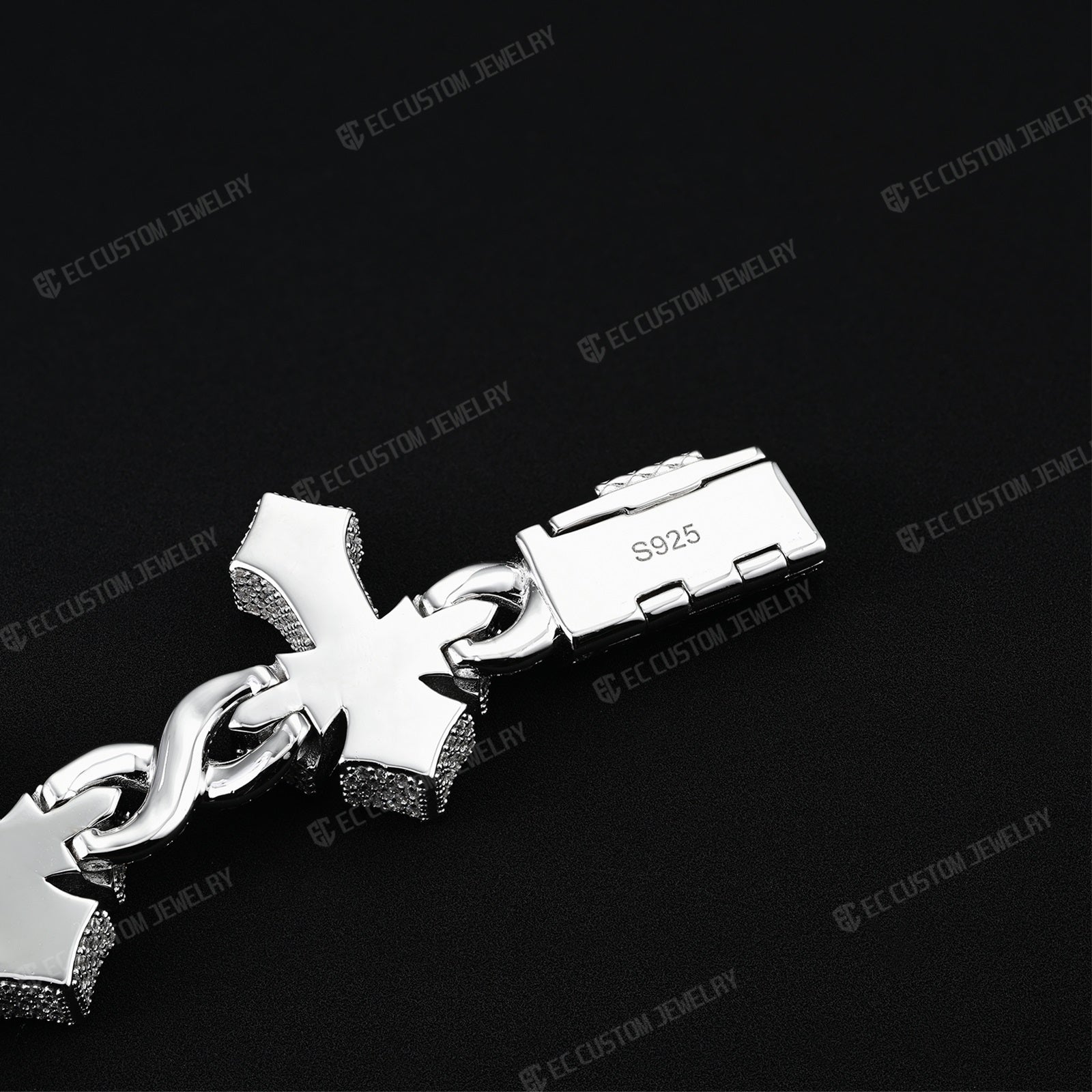 Custom 925 Sterling Silver Iced Infinite Cross Cuban Chain bracelet VVS Moissanite Diamond Hip Hop Cuban Bracelet for men 