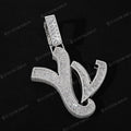 Custom Iced Out YVL Letter Pendant - 925 Silver Moissante
