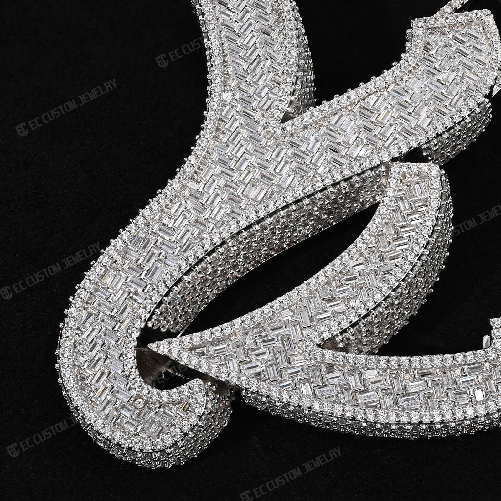 Custom Iced Out YVL Letter Pendant - 925 Silver Moissante