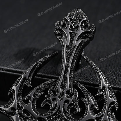 Lone DARK LORD Cross Pendant Black Diamonds Iced Out Pendant
