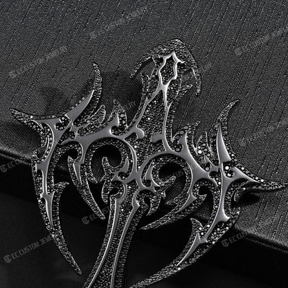 Lone DARK LORD Cross Pendant Black Diamonds Iced Out Pendant