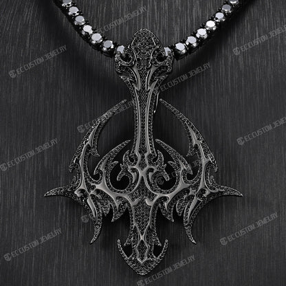 Lone DARK LORD Cross Pendant Black Diamonds Iced Out Pendant