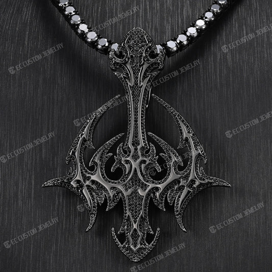 Lone DARK LORD Cross Pendant Black Diamonds Iced Out Pendant