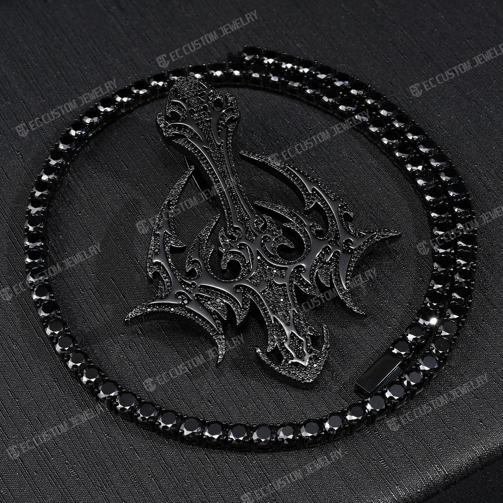 Destroy Lonely DARK LORD Cross Pendant Black Diamonds Iced Out Pendant 