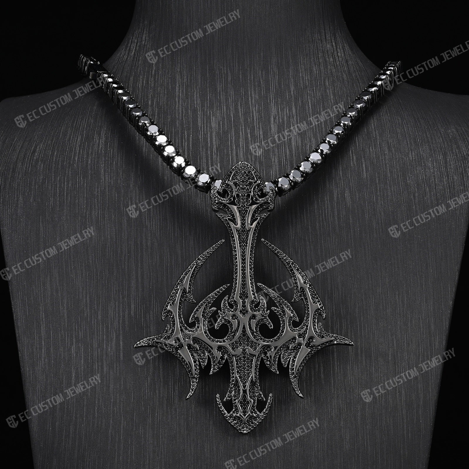 Destroy Lonely DARK LORD Cross Pendant Black Diamonds Iced Out Pendant 