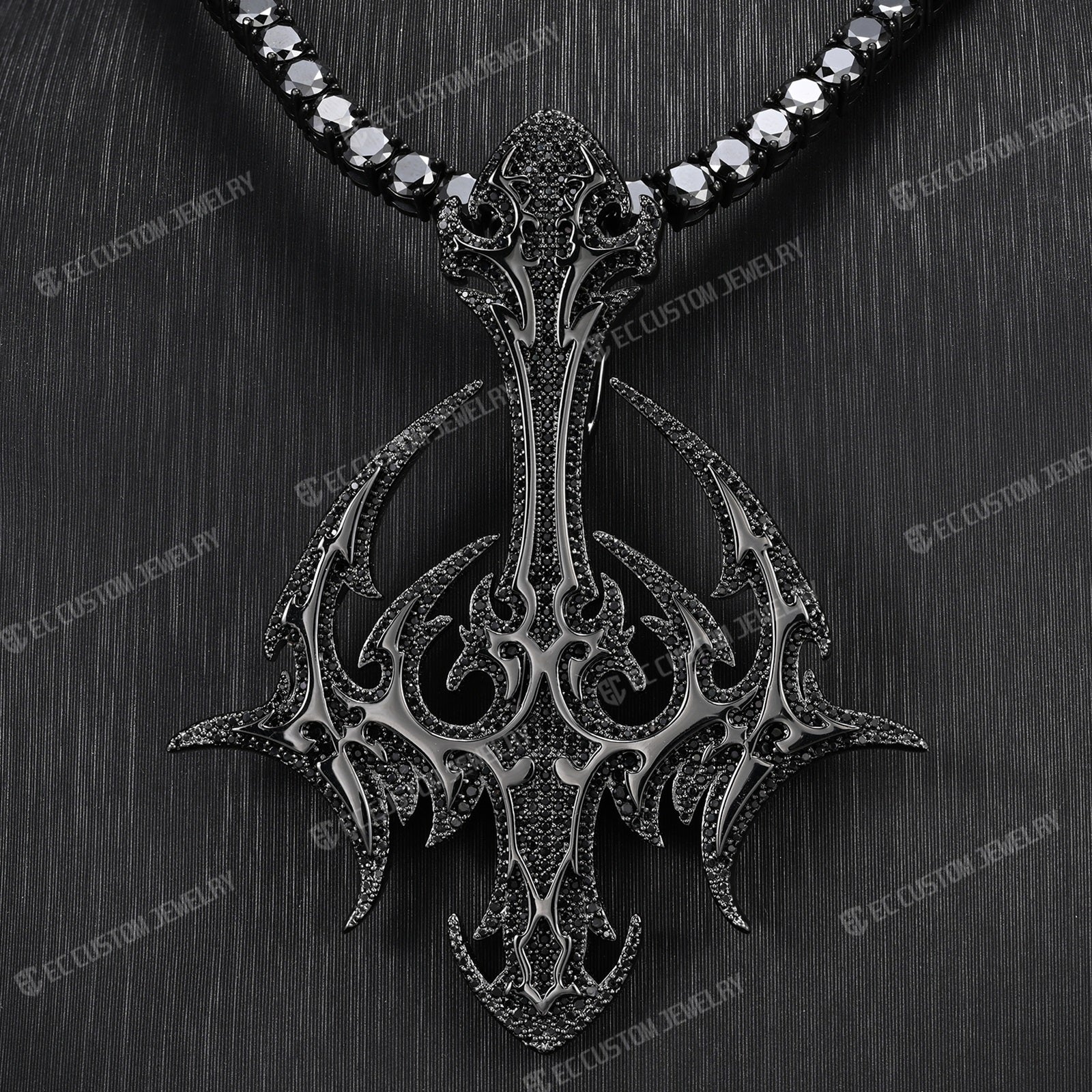 Destroy Lonely DARK LORD Cross Pendant Black Diamonds Iced Out Pendant 