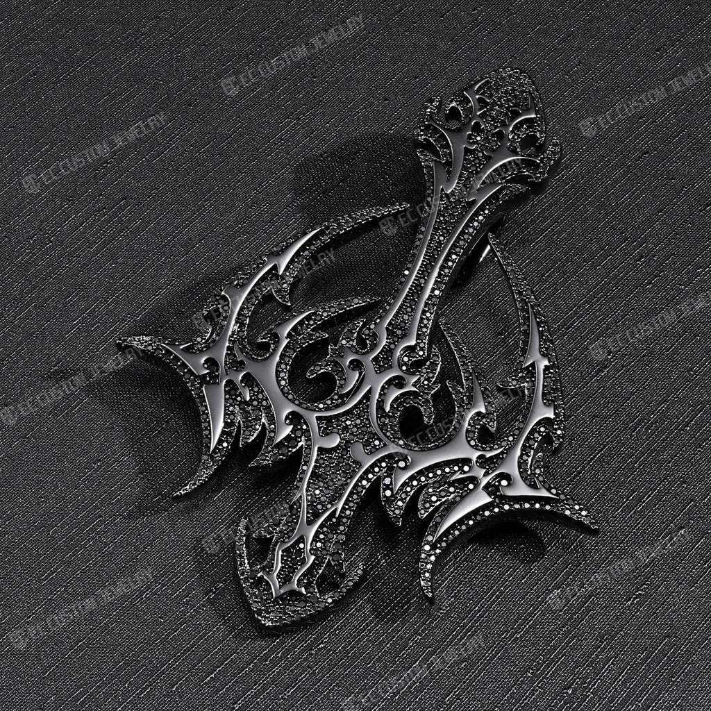 Destroy Lonely DARK LORD Cross Pendant Black Diamonds Iced Out Pendant 