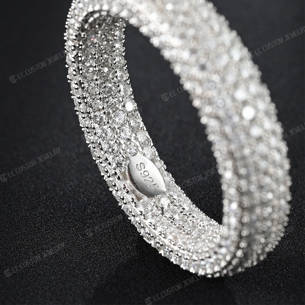 iced out moissanite ring sterling silver 18k gold plated rings