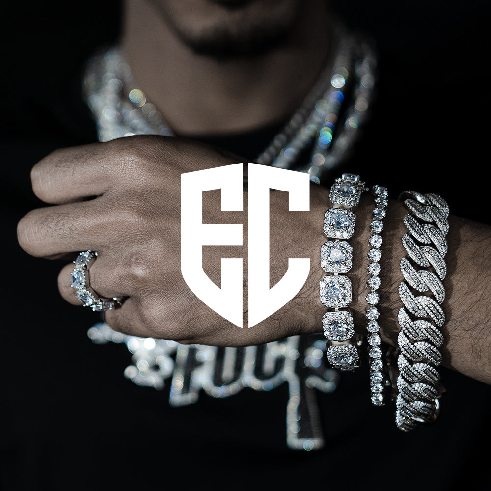 EC LOGO The Jeweler Focus on custom Hip Hop Jewelry Iced Out Chain Necklace Rapper Ring Earrings Moissanite Bracelet High Quality S925 Silver VVS Diamond