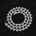 8MM Iced Out Heart Link Tennis Necklace VVS Moissanite Silver Chain