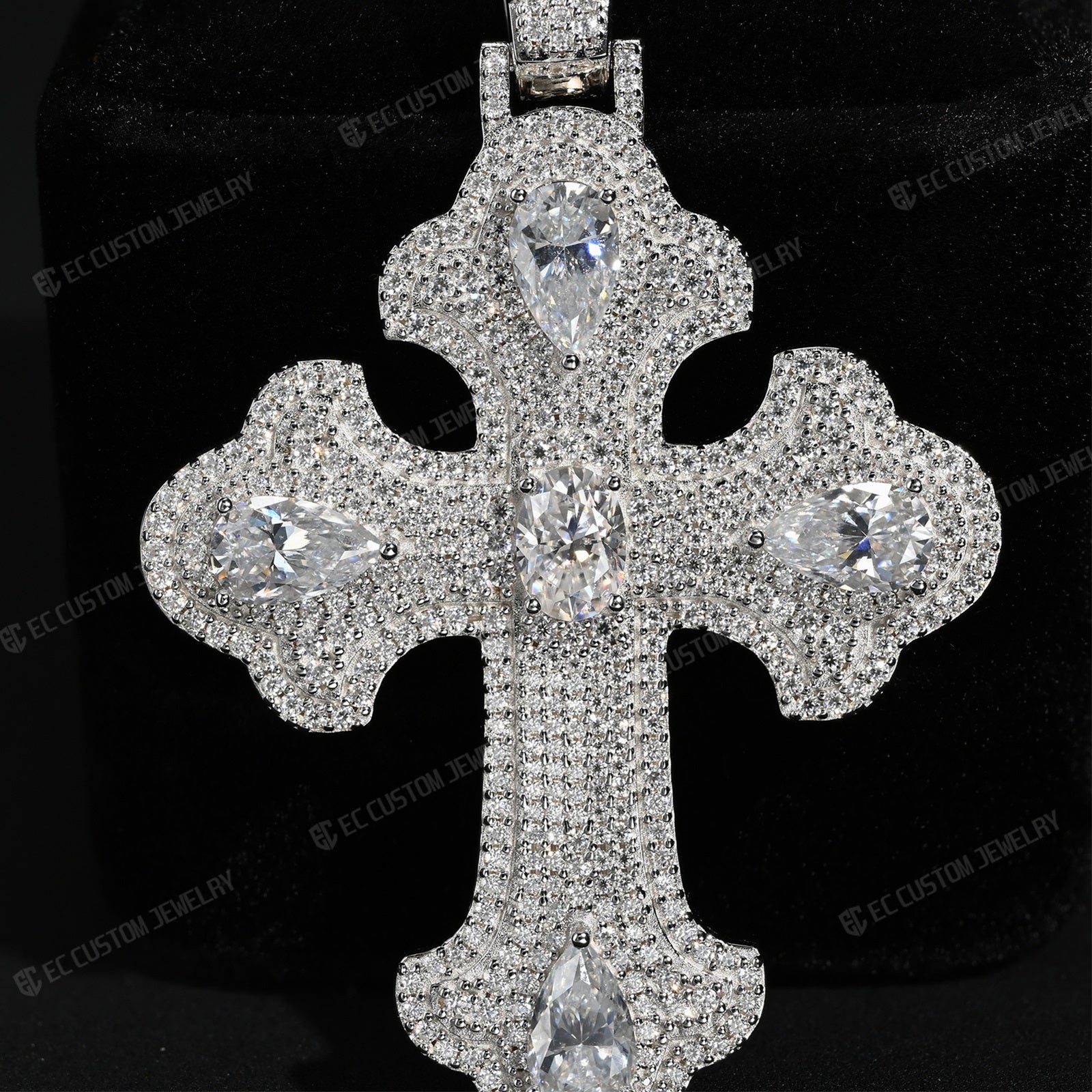 EC the jeweler - Iced Out Pear - Cut Stone Cross Pendant 4