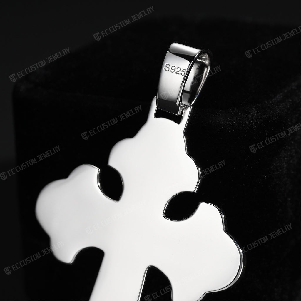 Iced Out Pear-Cut Stone Cross Pendant
