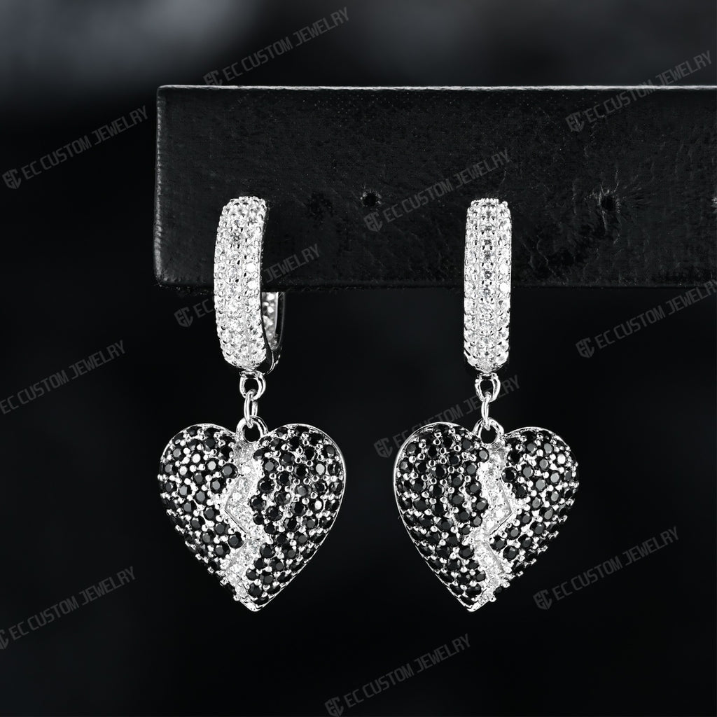 Mens earrings broken heart earrings eardrop iced out jewelry