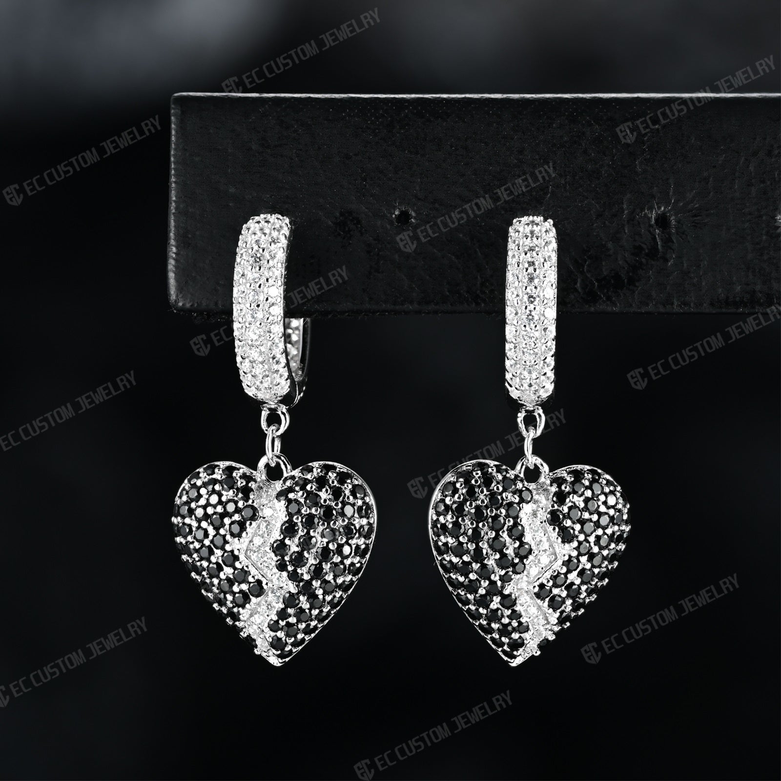 Mens earrings broken heart earrings eardrop iced out jewelry