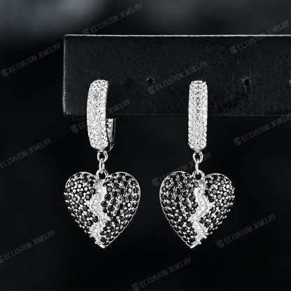 Mens earrings broken heart earrings eardrop iced out jewelry
