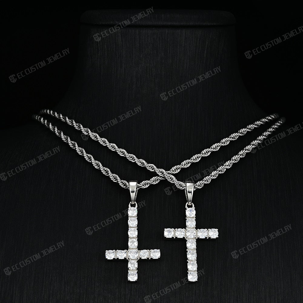 ice out diamond upright upturn pendant necklace jewelry