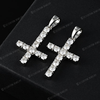 ICED OUT DIAMOND UPRIGHT UPSIDE DOWN CROSS PENDANT (Normal Size)