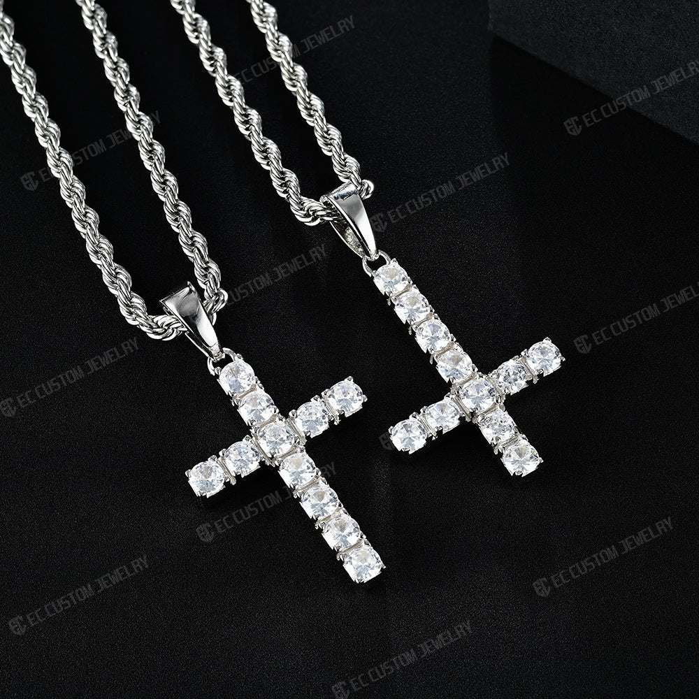 ice out jewelry moissanite diamond upright upturn pendant